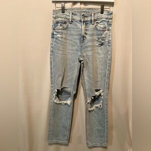 American Eagle Outfitters High Rise Distressed Blue Jeans